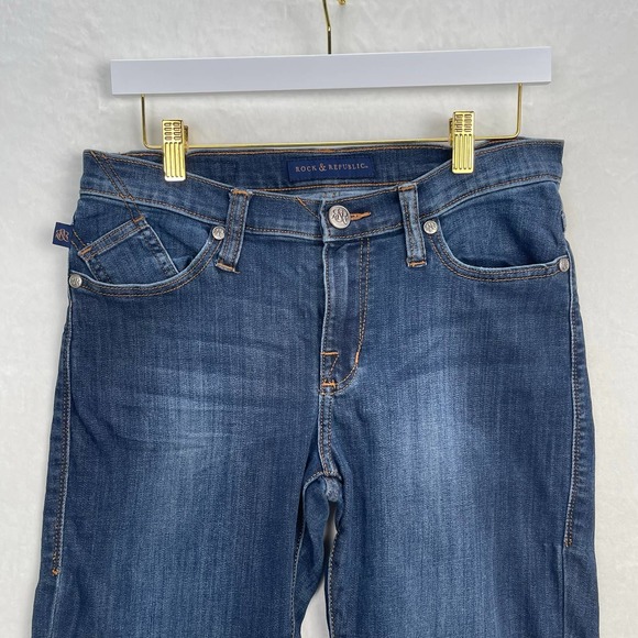 Rock & Republic Berlin Stretch Jeans Skinny Low Rise‎ Dark Wash Denim Size 10 - Picture 2 of 12